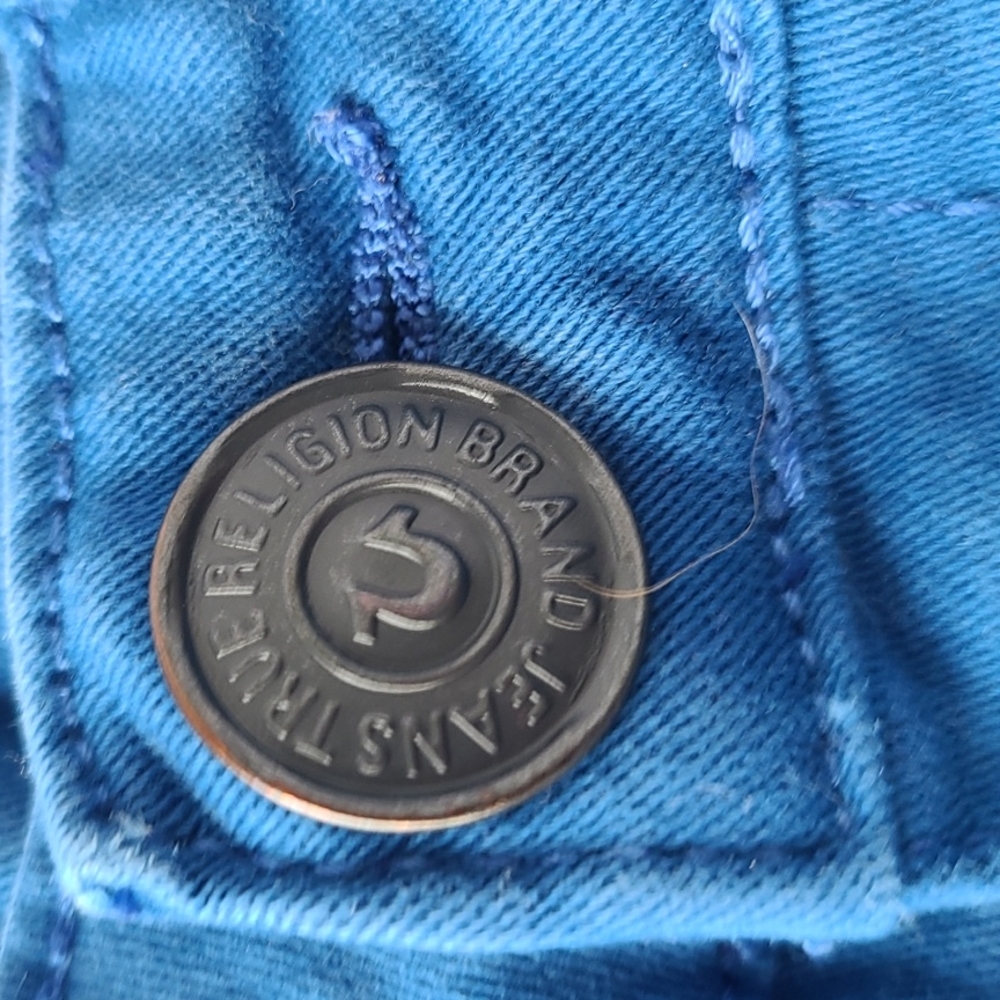 TRUE RELIGION CUTOFF JEANS BOYS BLUE CARGO SHORTS SIZE 10. B'92 - Picture 6 of 10